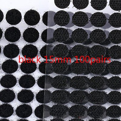 Selbst Klebe Verschluss Band Haken und Schleife verrotten Gelb Grün Blau Punkte Aufkleber Runde Starken Klebstoff Dual Band 10mm 15mm 100Paare: 15mm Schwarz 100 Paar