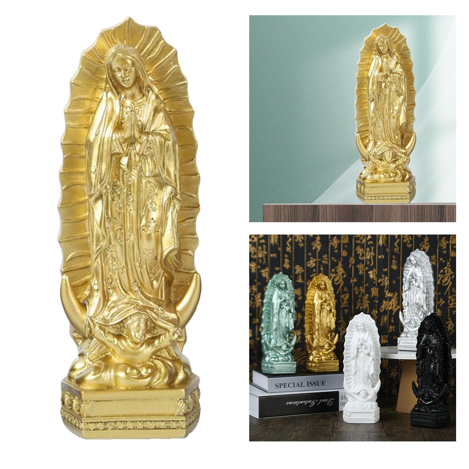 Statue de la vierge marie notre dame, lourde, Figure du Christ: Golden