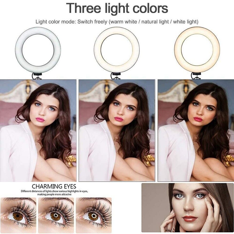 10in Rgb Led Kleur Selfie Ring Licht Fotografie Ringlicht Cirkel Lamp Statief Licht Invullen Telefoon Standhouder Trepied Make-Up