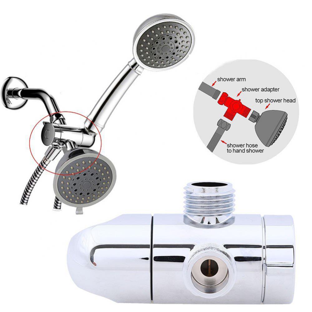Durable Metal Shower Head Adapter Bathroom Shower Head Valve 3-Way Diverter Control Water Separator Tap T Adapter Diverter