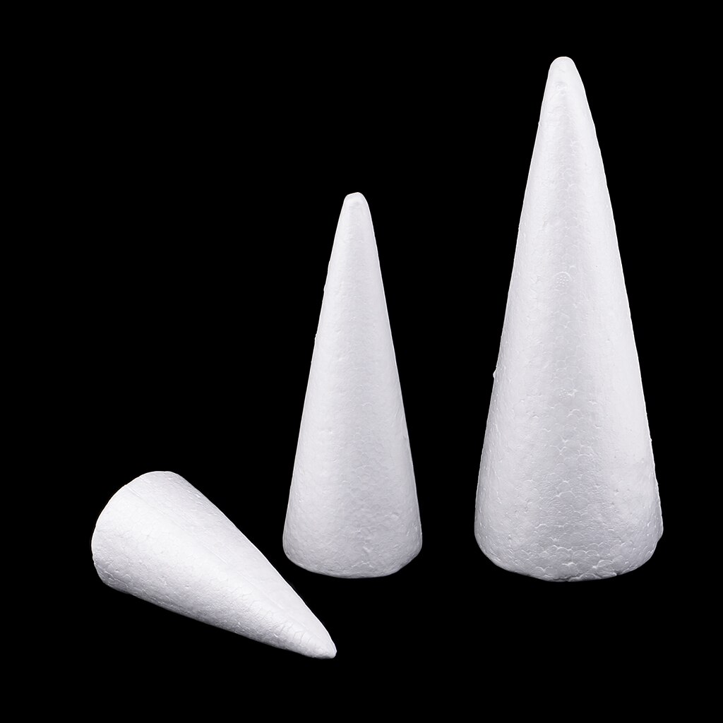 3Pcs Cone Shaped Styrofoam Foam Ornaments For Handmade DIY Modelling Crafts