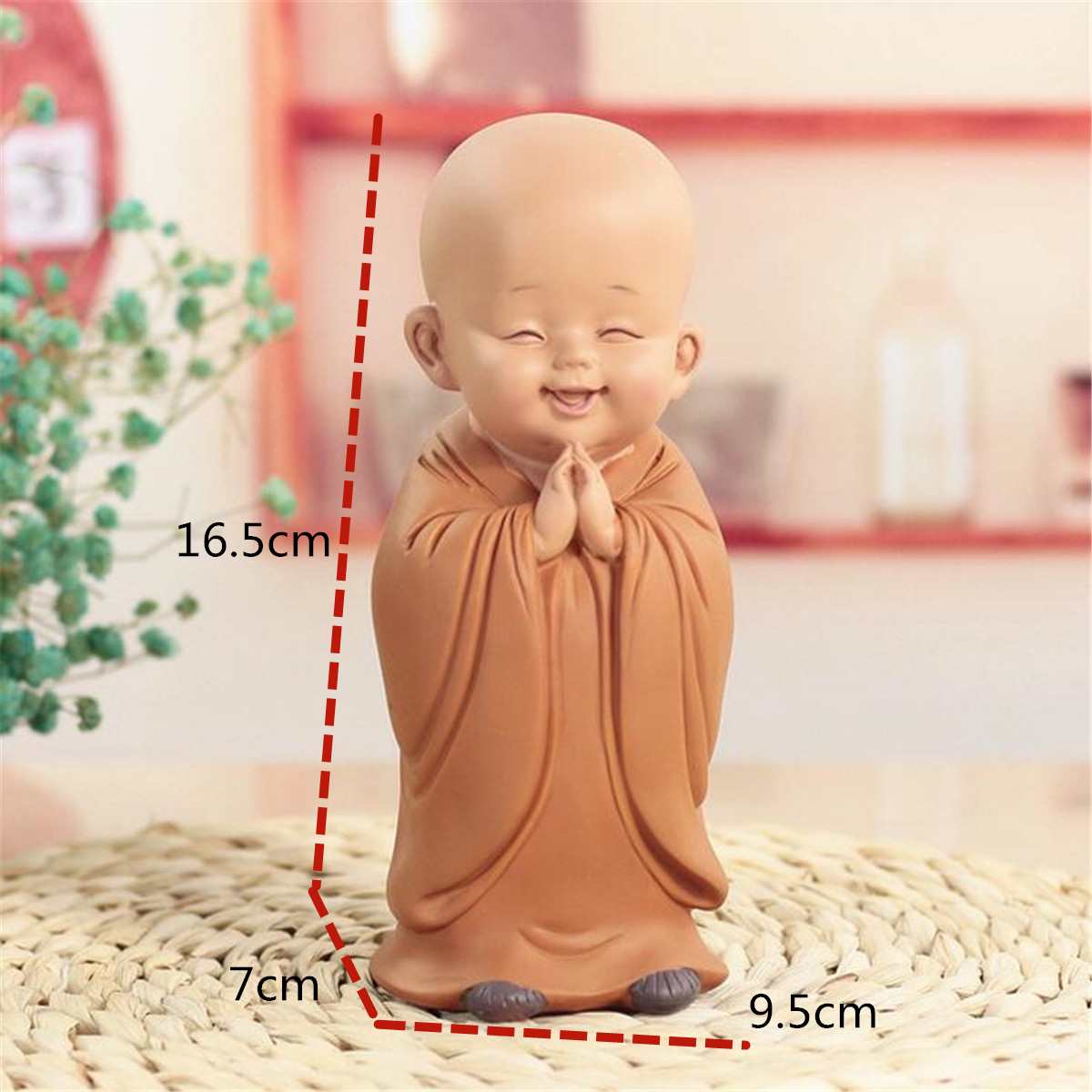 Liten munkskulptur kinesisk stil harts handskuren buddha staty heminredning tillbehör staty liten buddha staty