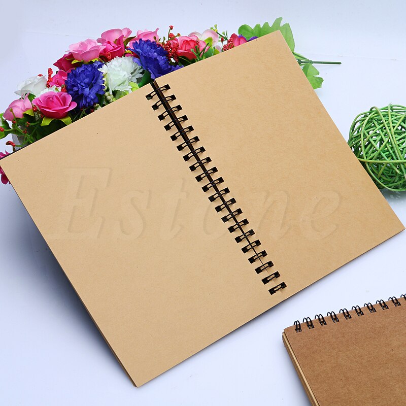 Retro Spiral Coil Sketchbook Notebook Diary Journal Student Note Pad Book Memo