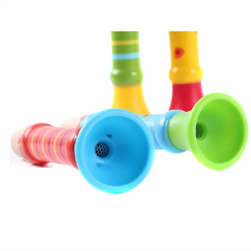 Baby trä musikinstrument leksaker liten högtalare trä vertikal visselpipa små högtalare trumpet leksak barn barn slumpmässig färg