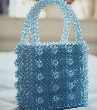 Crystal Evening Bag - Woven Bead Handbag - Soft Tote Bag - Two Handles - SATSEED