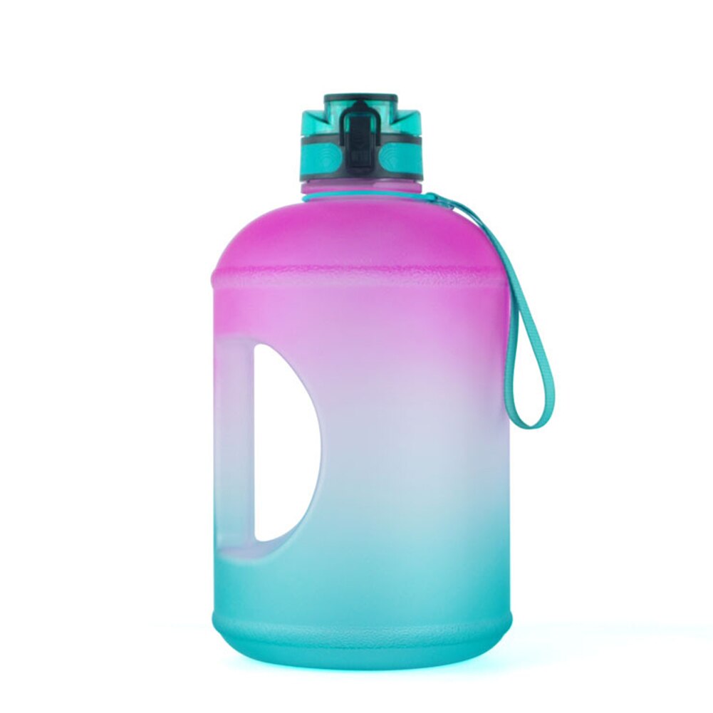 Gallon vandflaske med tidsmarkør og halm motiverende vandkande bpa gratis lækagesikre store vandflasker: Grøn lyserød