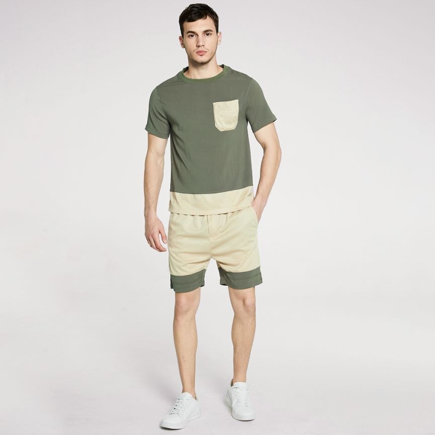 Lente En Zomer Sport Pak Mannen Running Sets Kleur Leisure Grote Werven Niet Zelfs De Cap: GREEN / EUR XL