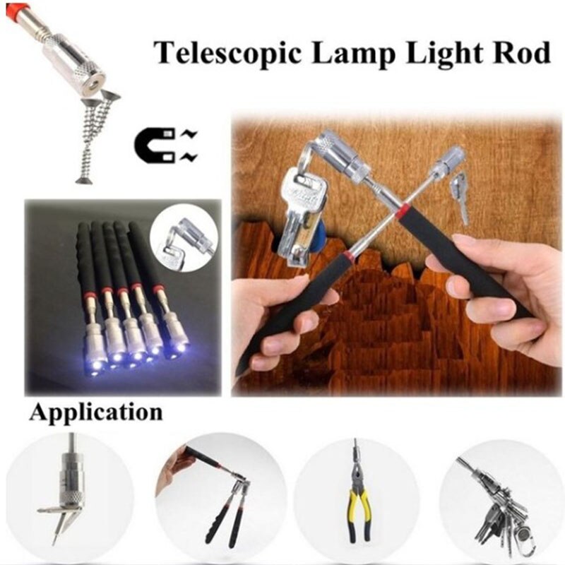 Tige d'aspiration magnétique portable avec éclairage LED, pour l'inspection des murs intérieurs