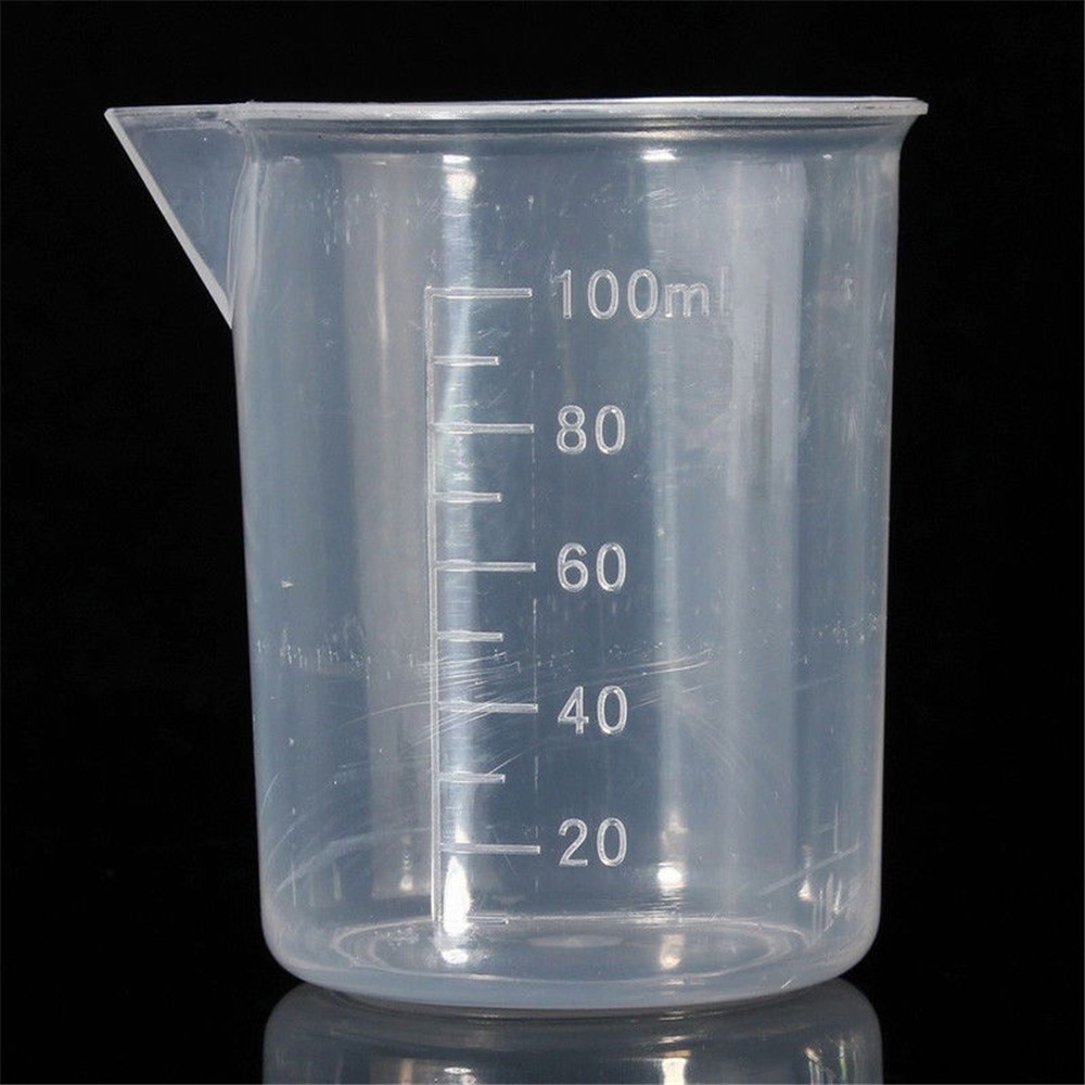 2x 100mL Clear Plastic Graduated Measuring Cup Jug Beaker Kitchen Lab Tool Chemistry Learning stationery laboratory supplies
