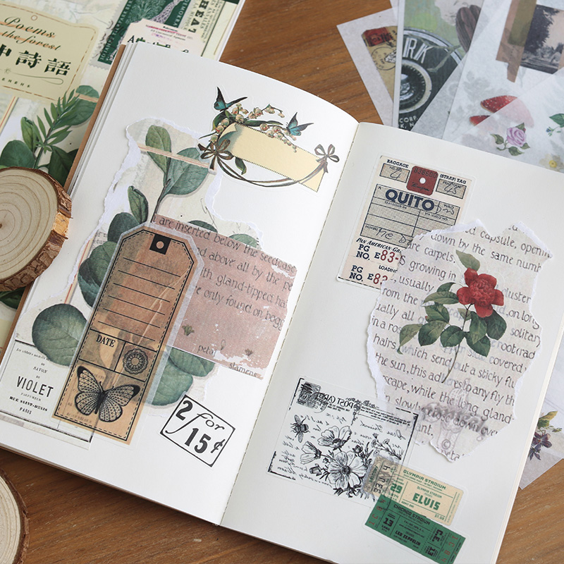 50 Sheets Vintage Material Paper Book Junk Journal Planner Background Paper Magazine Clipbook Craft Paper DIY Scrapbooking