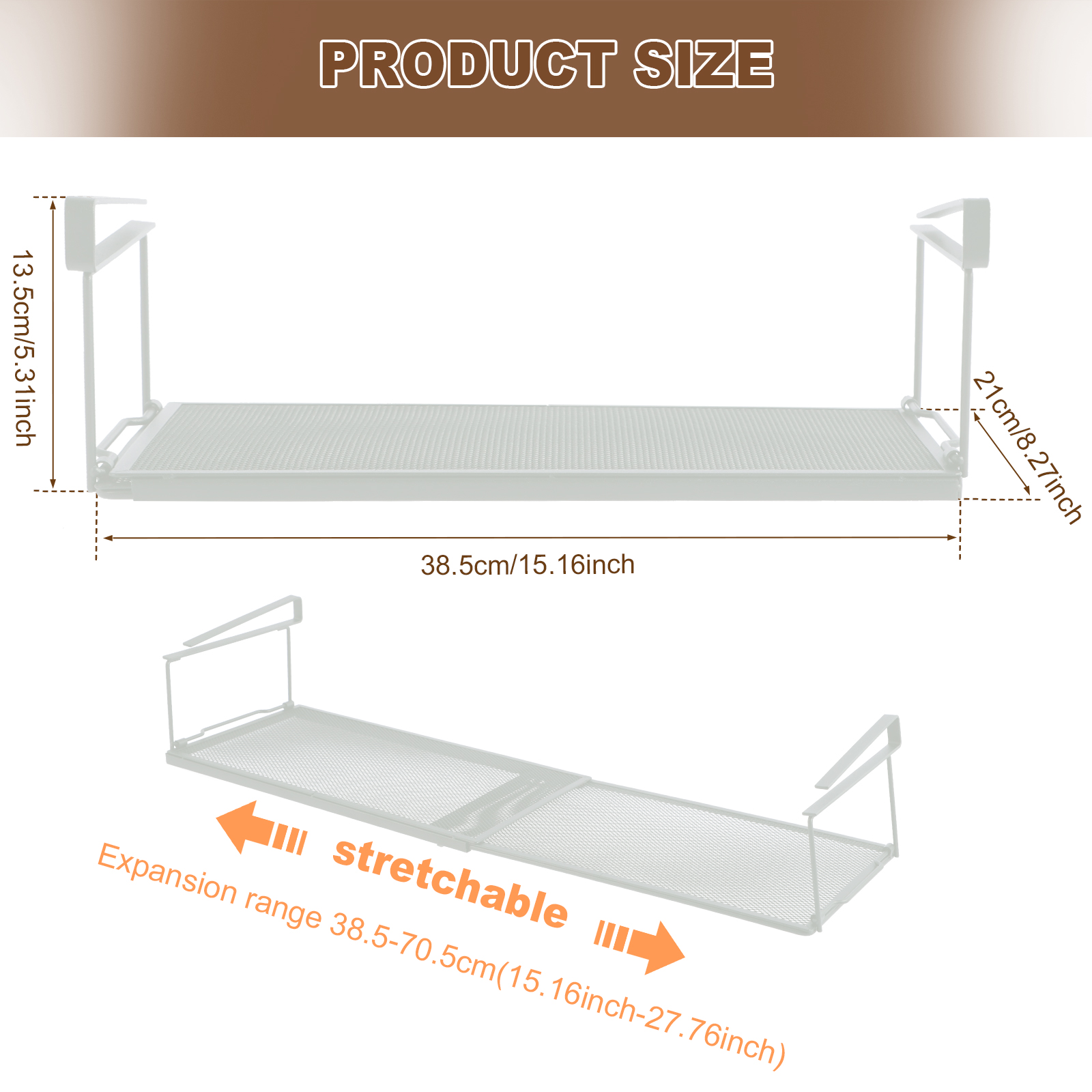 Extendable Under Cabinet Organizer Shelf Steel Closet Desk Hanging Mesh Basket Multipurpose Kitchen Household Storage Basket: XXL / light green