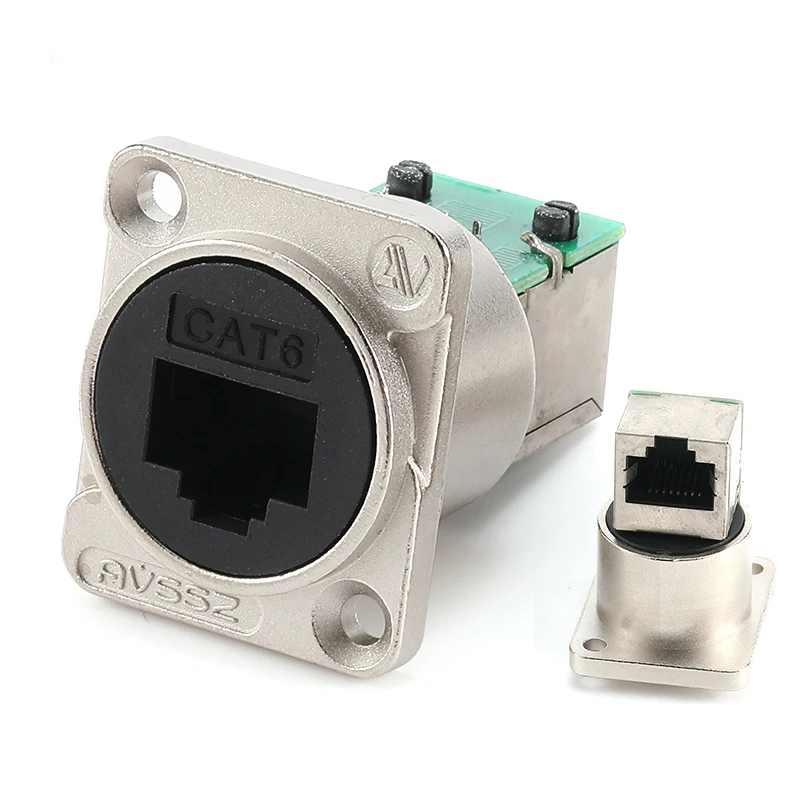 D-typ modul 8 p 8c rj45 kontakt hane hona uttag industrikamera nätverkskommunikation 4 stift  rj11 kat 6a med dammskydd: Silver-