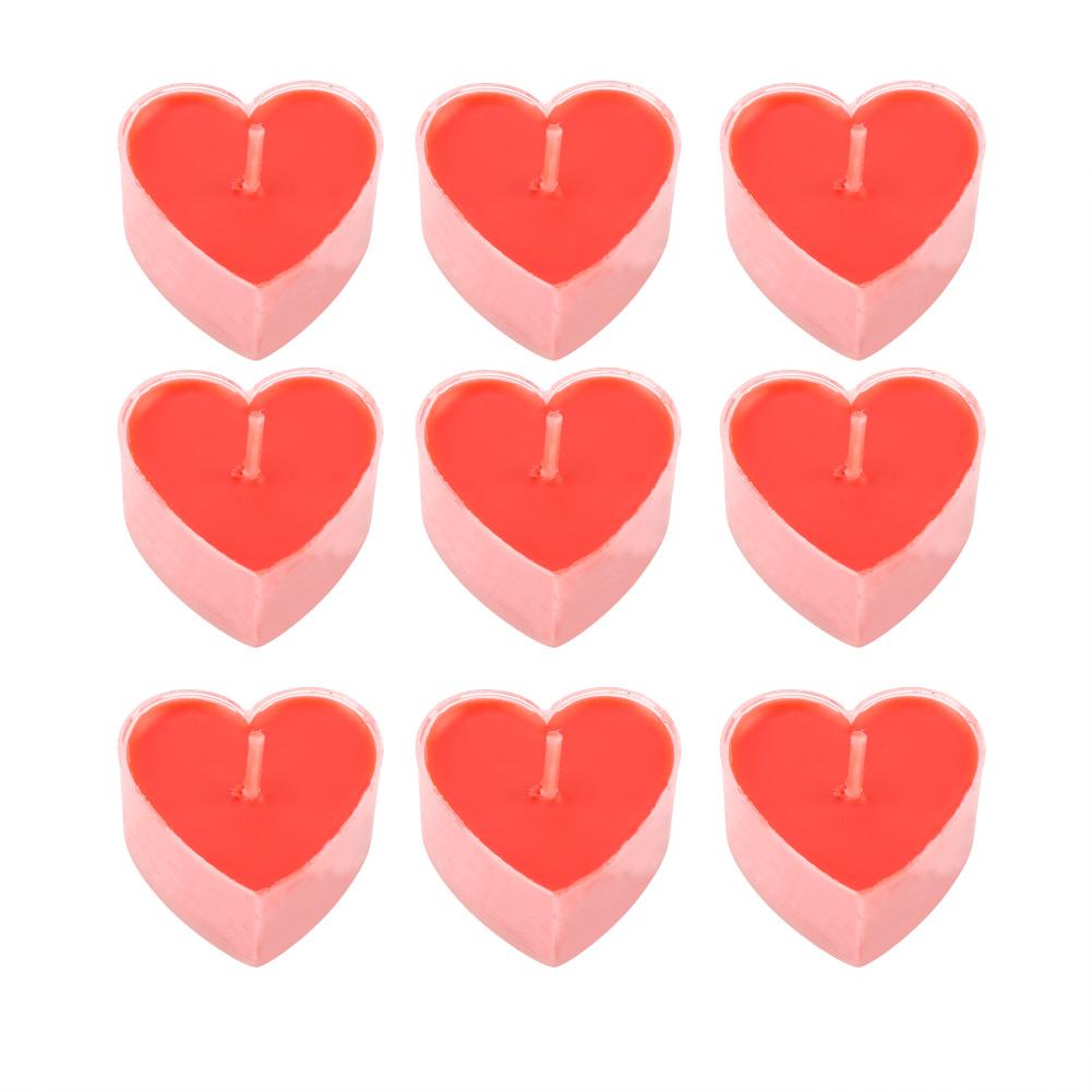 9 pçs presente velas em forma de coração vela vermelha amor romântico festa de casamento jantar doce tealights vela natal decoração da sua casa
