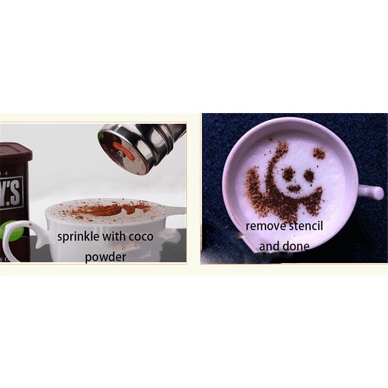 12 stk / sæt kaffe latte cappuccino barista kunst stencils kage støv skabeloner kaffe værktøj tilbehør 301-0437