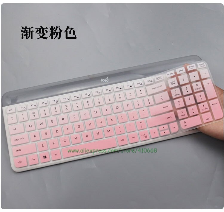 For Logitech MK470 K580 Slim Wireless Keyboard Silicone Dustproof Wireless Desktop keyboard Cover Skin Protector K580 MK 470: Gradual pink