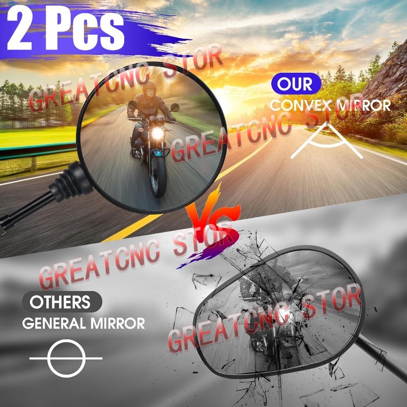 Um par preto universal espelho retrovisor da motocicleta anti-queda dobrável espelho redondo espelho lateral da motocicleta