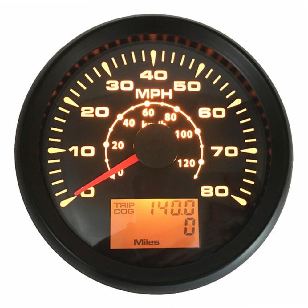 Paquete de 1 0-80MPH Auto Tuning GPS velocímetro calibres 85mm 0-120 km/h miómetros de velocidad GPS Odometers Travel Gauges Cog 9-32vdc