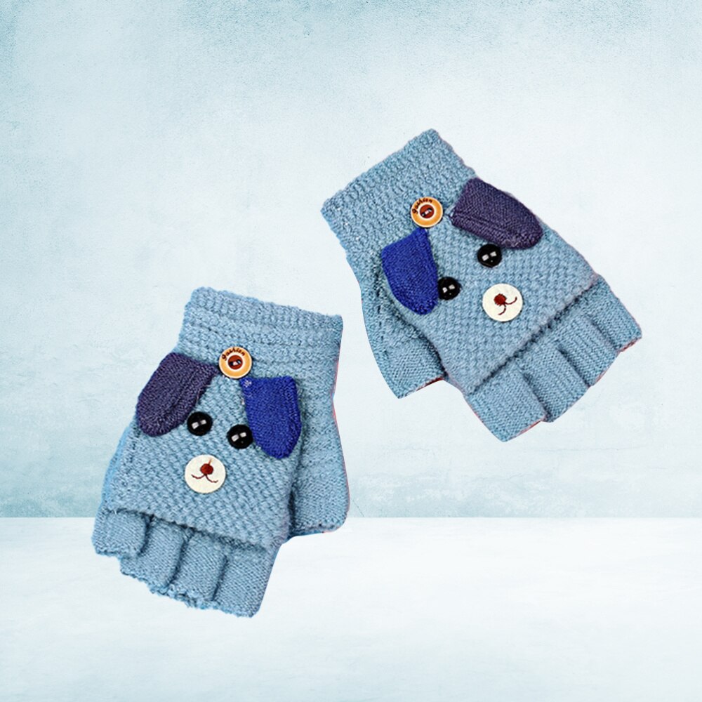 1 par de guantes de invierno, guantes de medio dedo, guantes para niños, protectores de dedos, guantes cálidos para niños al aire libre
