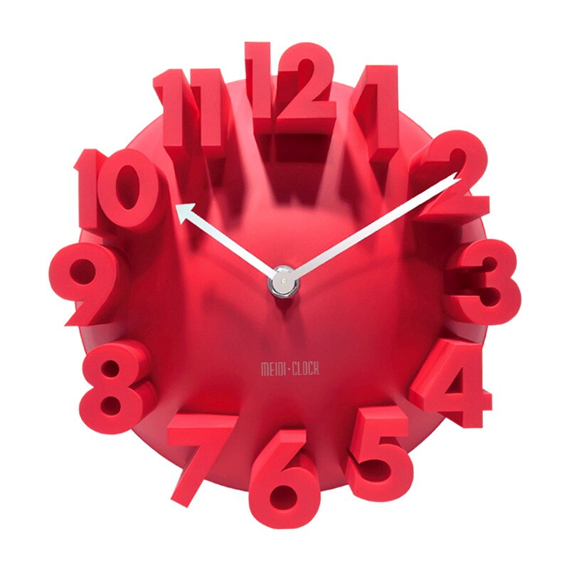 Living Room Art Deco Wall Clock Retro Single-Sided Battery-Powered Retro Garden Art Digital Clock Wall Clock: Red