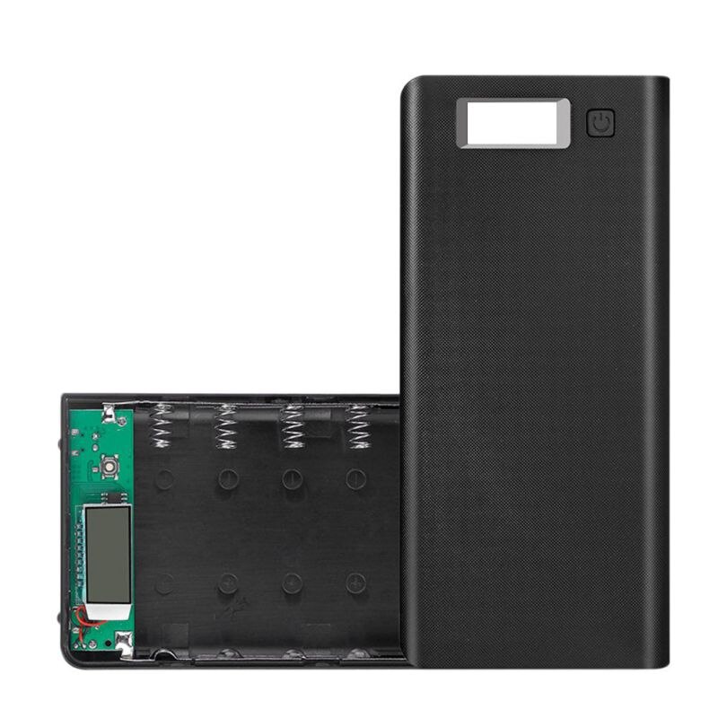 Diy 8x18650 bateria portátil power bank caso escudo caixa display lcd duplo usb caixa de banco de potência: Black