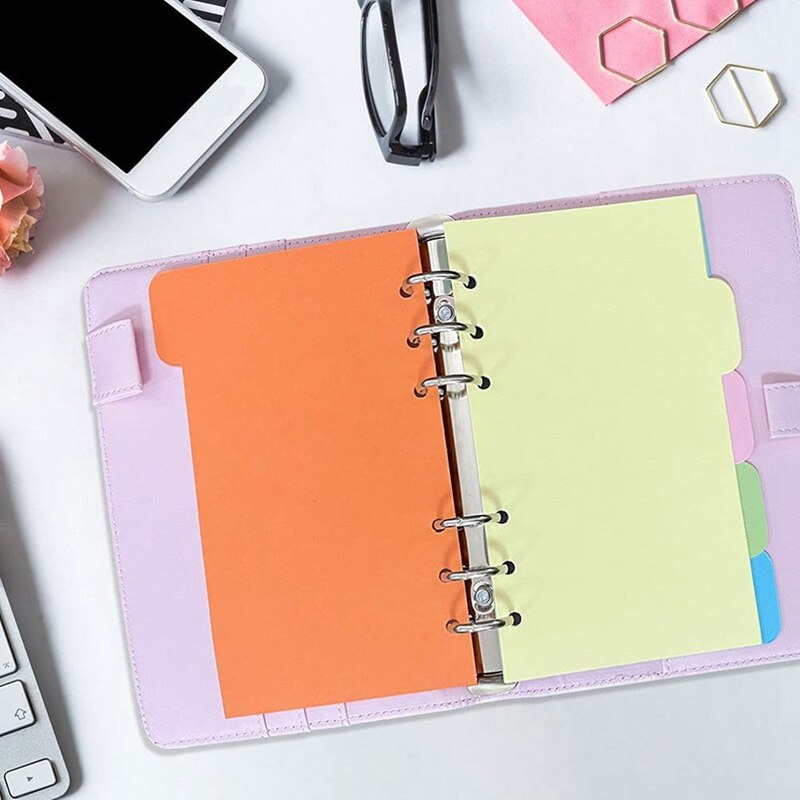 30Pcs 6 Reliure À Anneaux Séparateurs Avec 4 Onglets Diviseur De Papier Catégorie Page D&#39;indexation Cartes Feuilles Liants