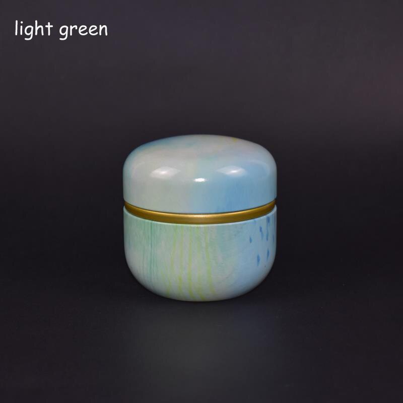 Draagbare theeset voor op reis, huishoudelijke verzegelde theepot, chinese stijl, multifunctionele metalen theedoos met deksel: Lichtgroen