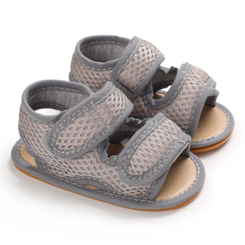 Sandales d'été en maille pour -né, filles et garçons, respirantes et confortables, antidérapantes, à semelle souple, pour nourrissons et tout-petits: Grey / 7-12 mois
