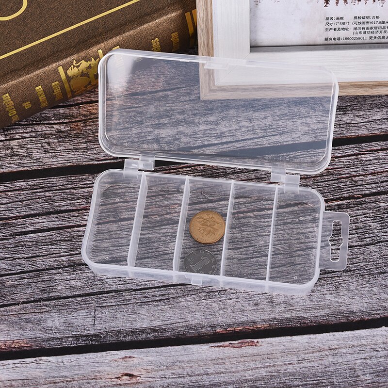 Fishing Tackle Box Bait Lure Hooks Storage Case Collection Tools ishing Tool Tackle Sorting Box 5 Grid Transparent Connector