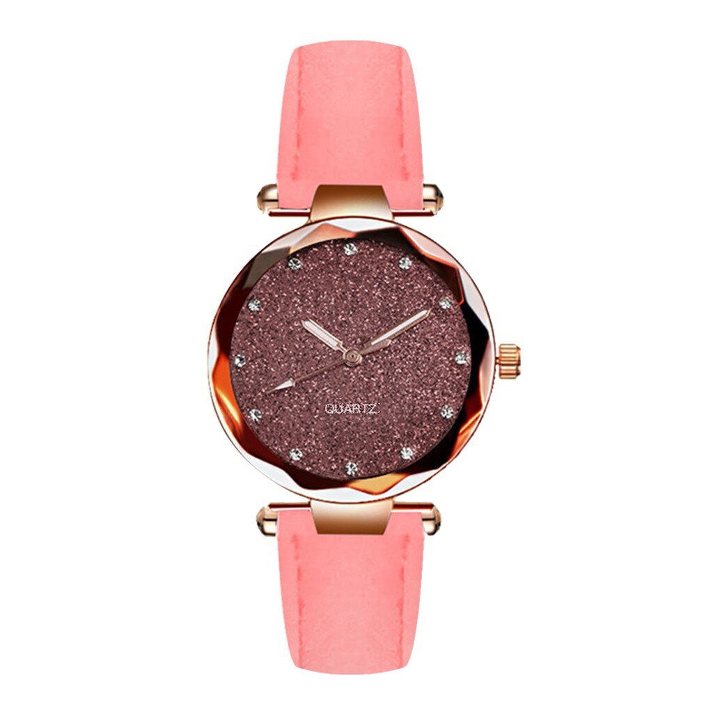 Mode Vrouwen Horloge Quartz Horloge Gesp Sterrenhemel Romeinse Horloge Voor Vrouwen Dames Armband Orologio Donna: Pink 