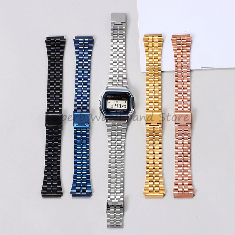 Horlogeband voor Casio F91W F84 F105 F108 A158 A168 AE1200 AE1300 18mm Metalen Armband Mannen Horloge Accessoires Vervanging