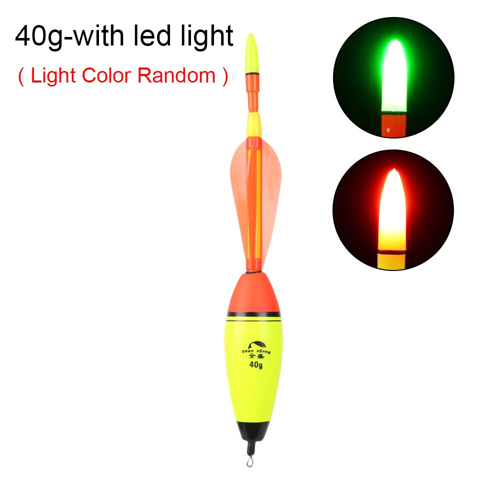Flotteur de pêche lumineux, avec aile rotative, élastique, en mousse, 40g – 100g: 40g-with led light