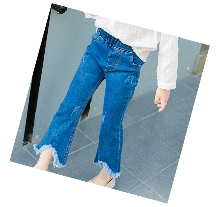 Mellomstore og små barn slim jeans jenter jeans sommer yttertøy barn dusk flared bukser barn jeans: Himmelblå / 3t
