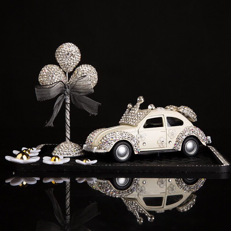 Luxus Diamant Jahrgang Auto Dekoration Zubehör Rosa einstellen Diamant Auto Modell Center Konsole Aromatherapie Ornament Bling: Weiß 3Stck einstellen