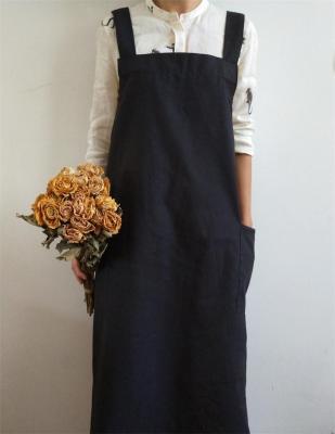 Verano algodón Simple de delantales de mujeres impermeable Antifouling hogar delantal cocina peluquería jardín: black  A