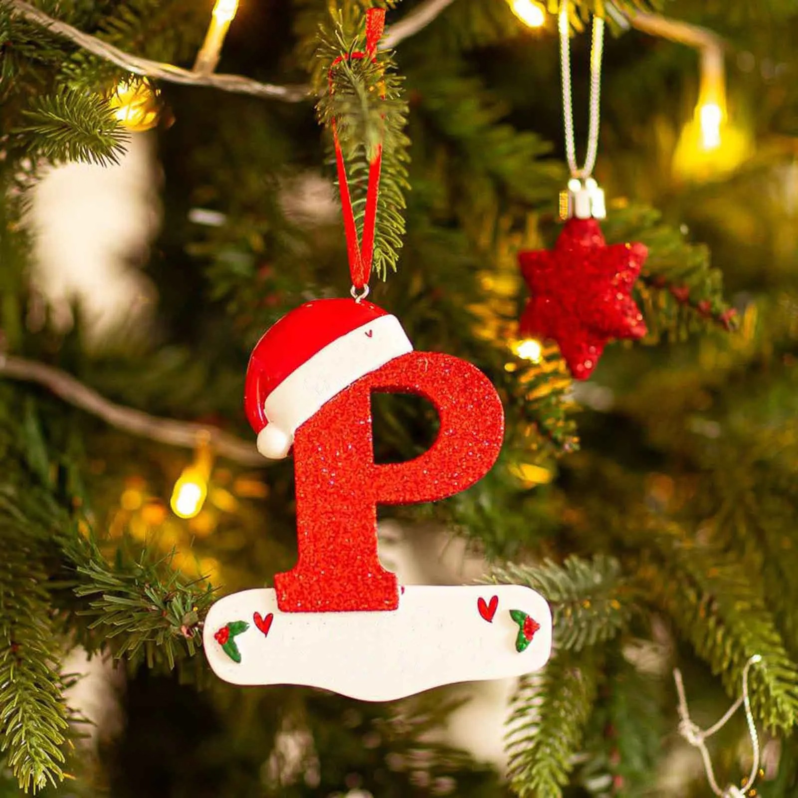 1pc Christmas Tree Decoration for Home Letter Pendant Pendant Xmas Year Decor Ornament Noel supplies accessories: Clear