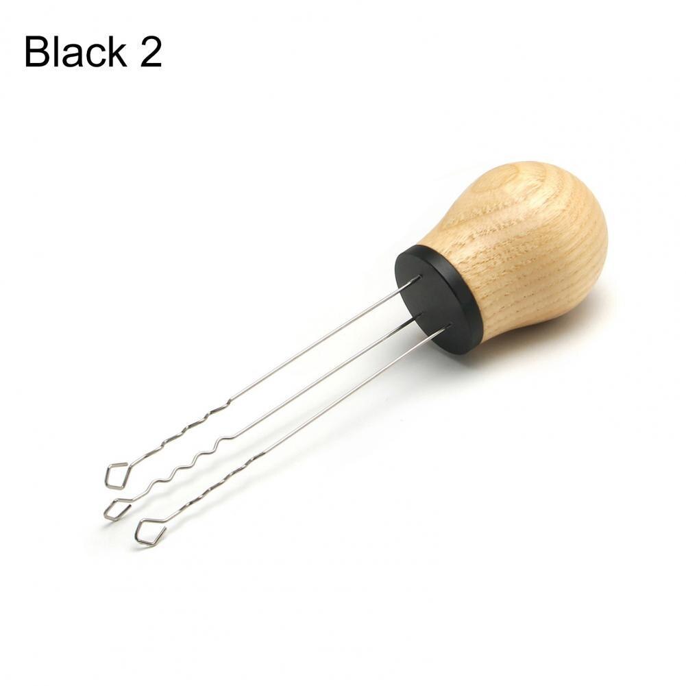 Coffee Distribution Needle Durable Coffee Tamper Leveler Tool Needle Type Wide Application Wood Handle Coffee Stirrer: Black 2