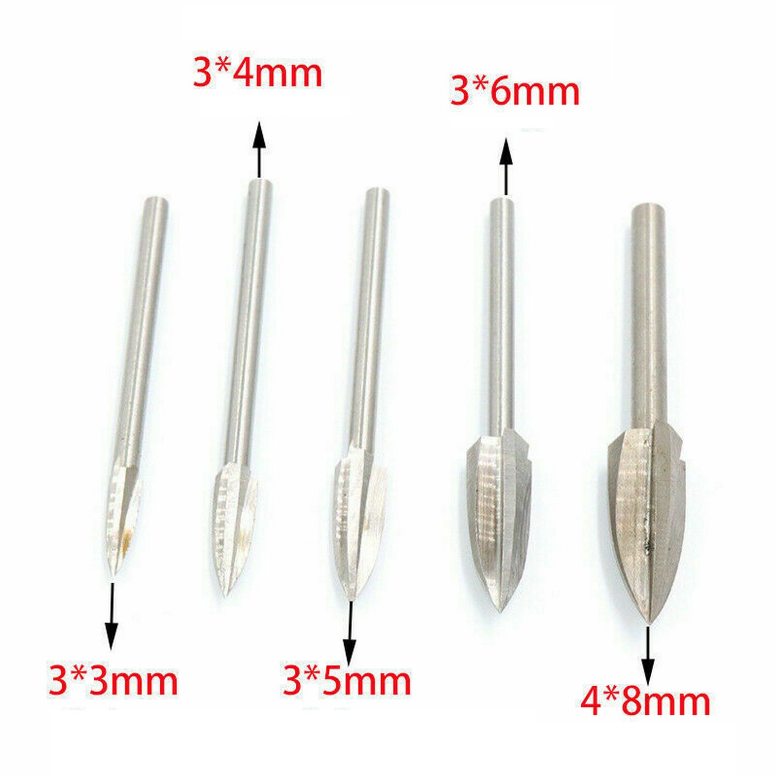 5pcs Woodworking Carving High-Speed Steel Drill Bits Wood Grinding Engraving Milling Cutter Tools Hand Tool Set