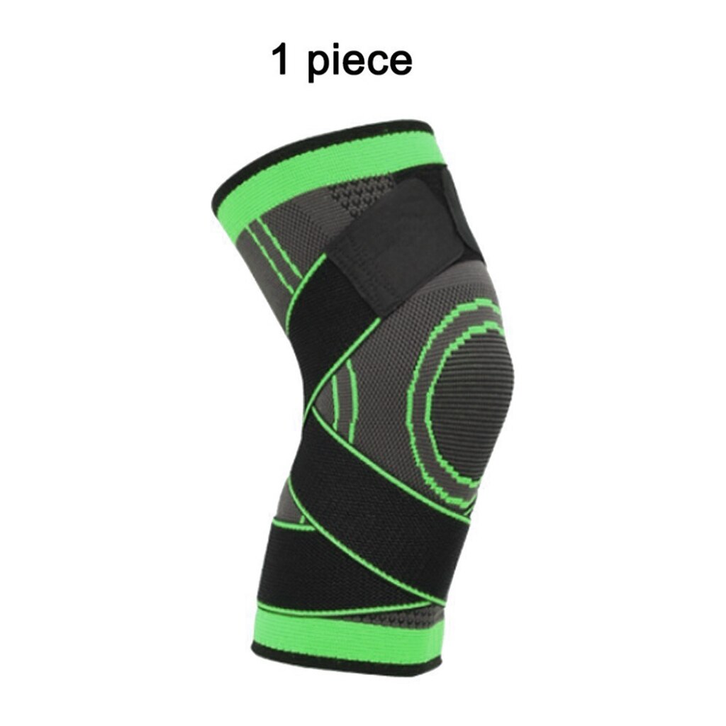 1pc sport knäskydd män trycksatta elastiska knäskydd stöder konditionsutrustning basket volleyboll stag skydd: 1 bit grön / Xl