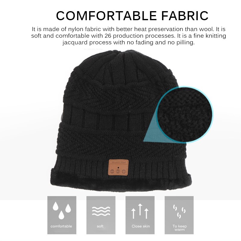 Gorro con Bluetooth V5.0, bufanda, auriculares inalámbricos, gorro para exteriores, invierno, esquí, montar