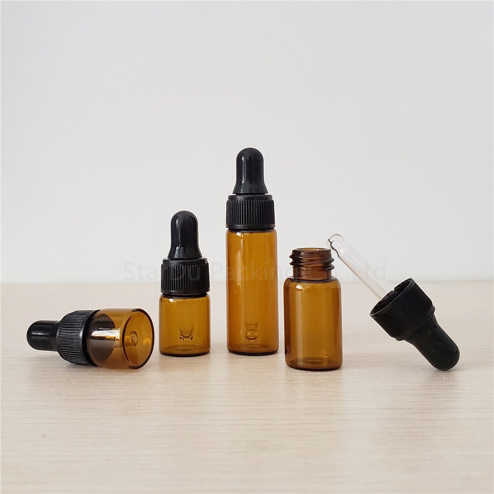 50 Stuks 1Ml 2Ml 3Ml 5Ml Kleine Amber Fles Dropper 1cc Mini Glazen Flacon Met pipet Druppelaar