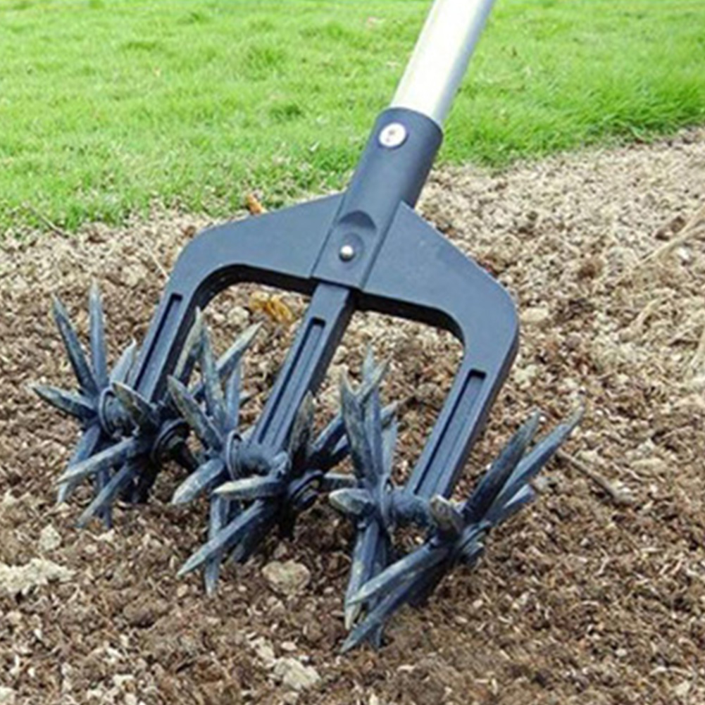 Rotary Cultivator Garden Lawn Ripper Adjustable Gardening Rotary Tiller and Hand-Held Garden Cultivator Tool Soil Plowing Tool
