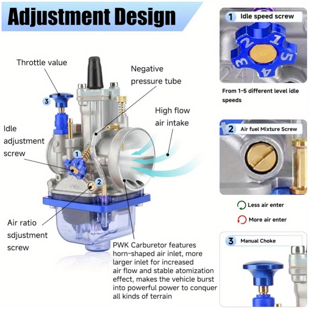 Universele PWK 24mm Motorfiets Carburateur Kit Met Power Jet Racing Moto Motocross 2 T 4 T ATV Crossmotor