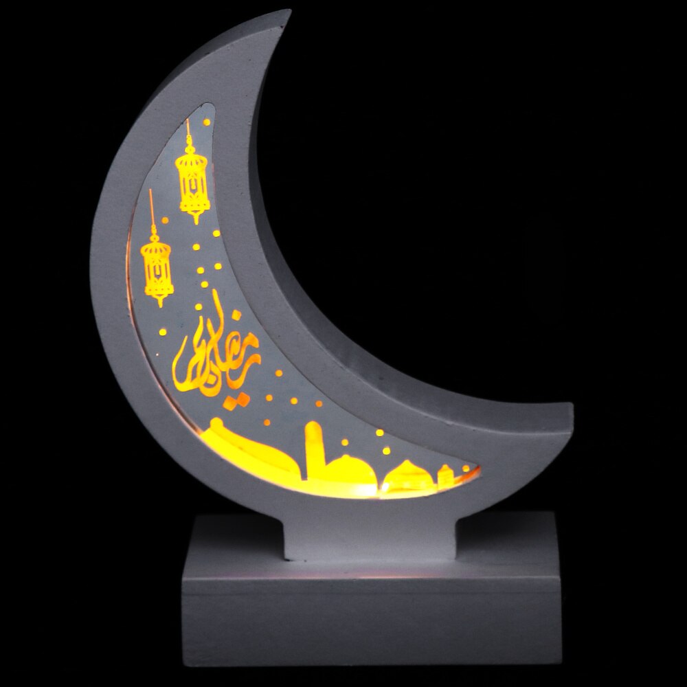 1Pc Desktop Lamp Bedside Night Light Wooden Moon Lamp Battery: Default Title