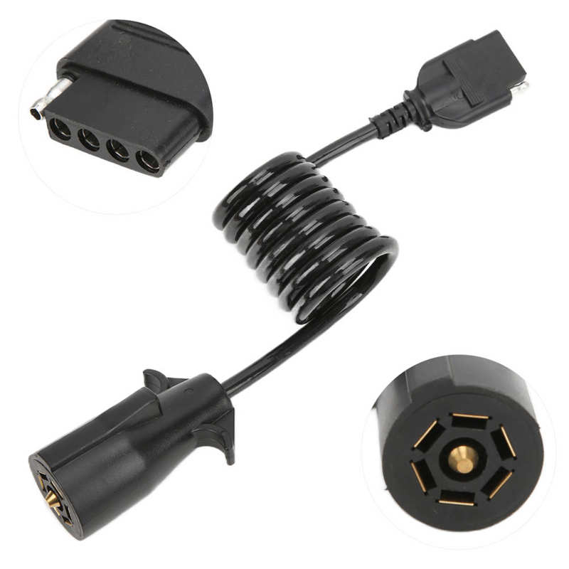 7 To 5 Way Trailer Connector 7 Way Round To 5 Way Pin Spiral Trailer Connector Adapter Plug Spiral for Trailers for