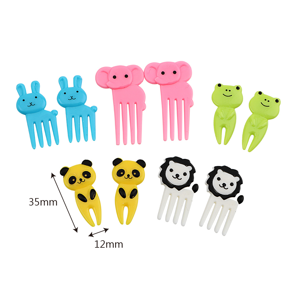 10pcs/pack Cute Animal Farm Fruit Fork Bento Lunches Toothpick Mini Snack Dessert Food Fork for Children Lunches Party Decor