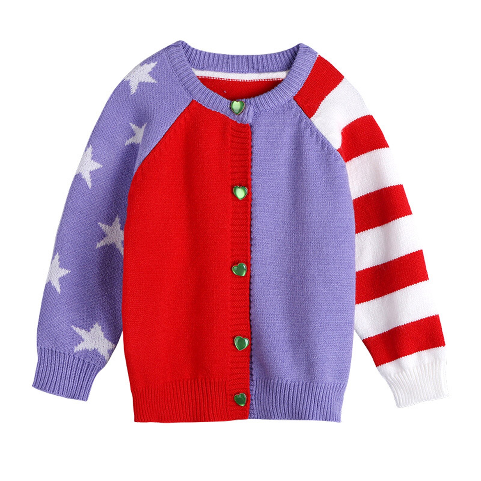 Cardigan a maniche lunghe Casual da ragazza moda stile americano motivo a strisce stelle cuciture cappotto monopetto lavorato a maglia