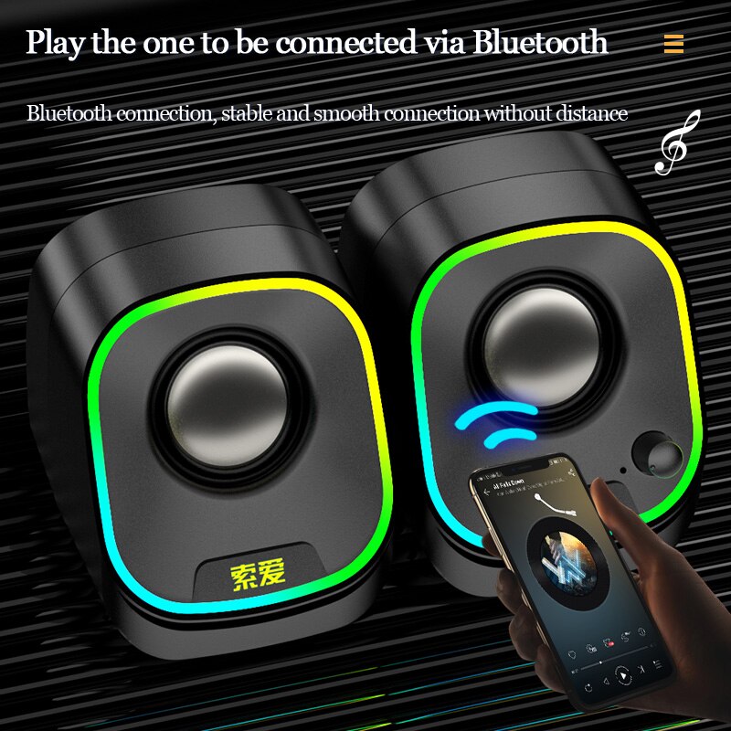 Haut-parleur USB pour ordinateur portable, PC, téléphones, caisson de basses, sans fil, lecteur de musique, Audio, basses profondes, Bluetooth