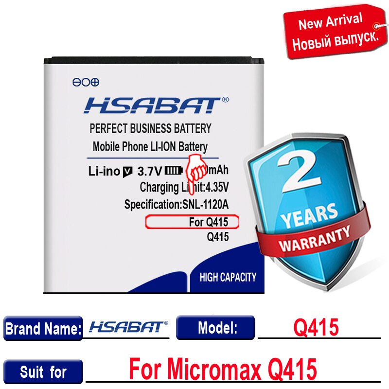 100% Original HSABAT Battery For Micromax Q4202 D340 Q415 Q346 Q334 BQ Strike BQS 5020 BQS-5020 BQS-5020 BQS-5065 BQS 5065: for Micromax Q415