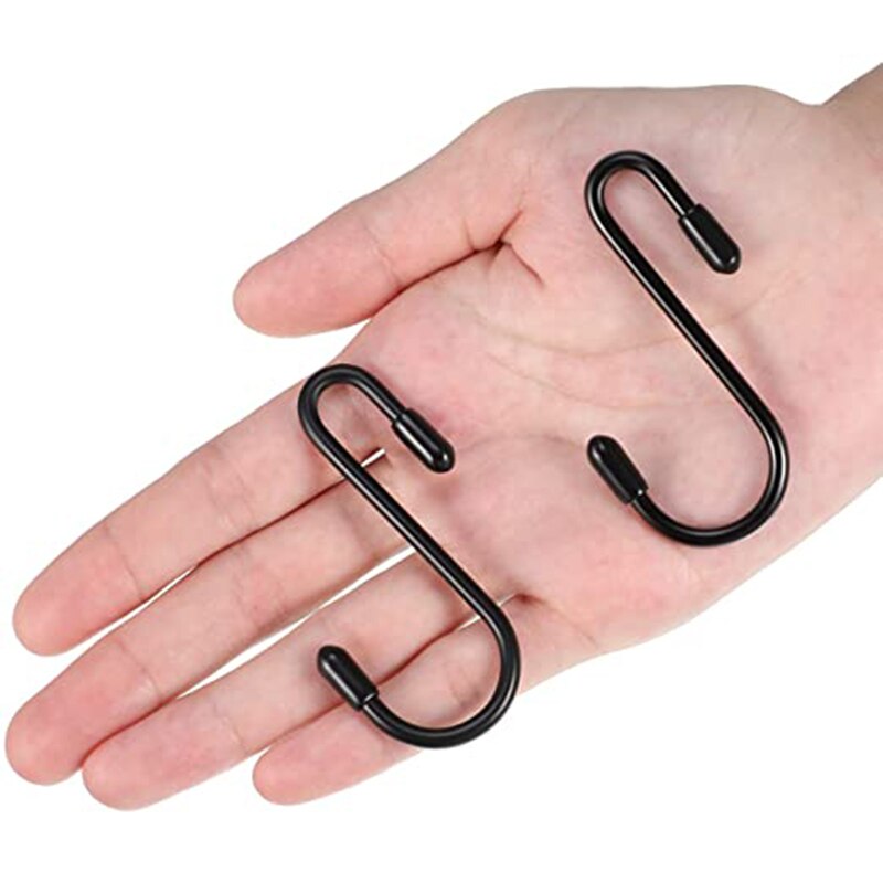 50pcs Black S Shaped Hooks Hanging Heavy Duty S Hook Hanger For Kitchen Bathroom Bedroom Office Pancoat Bag Plants Hanging Tools
