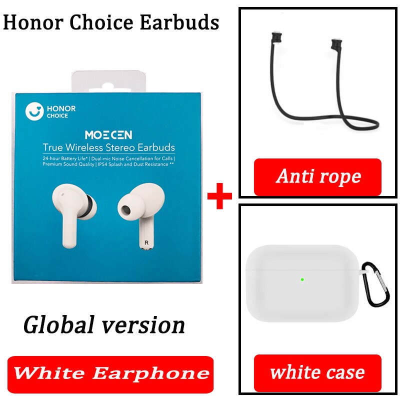 Global Version Honor Choice True Wireless Earbuds TWS Wireless Bluetooth Earphone Dual-microphone Noise Reduction Bluetooth 5.0: white n white global